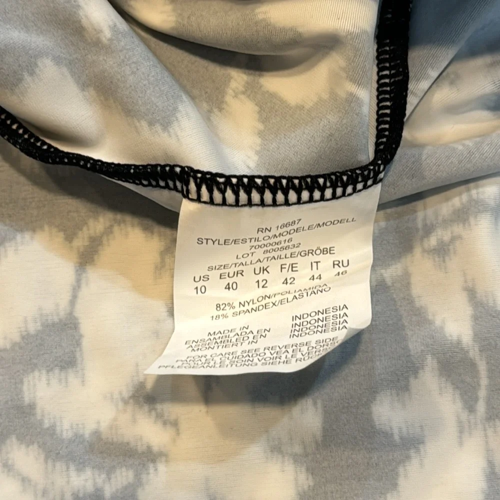 NWT Swim Solutions Floral Flyaway Tankini Top Black White Size 10